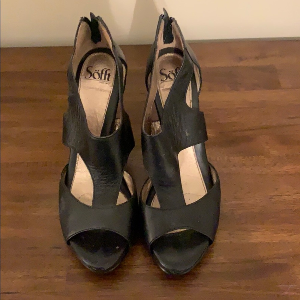 Black leather stilettos